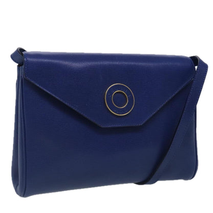 Celine Vintage Circle Logo Crossbody Bag Leather, BLUE, LEATHER, Crossbody bag