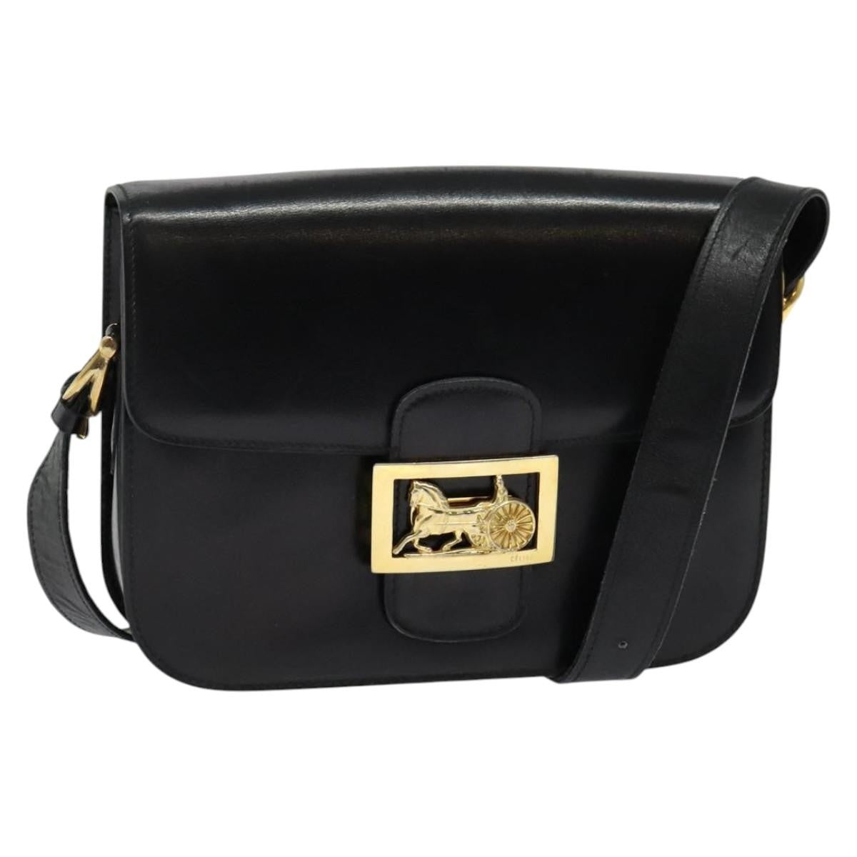 Celine Horse Carriage Shoulder bag Leather, BLACK, LEATHER, Shoulder bag