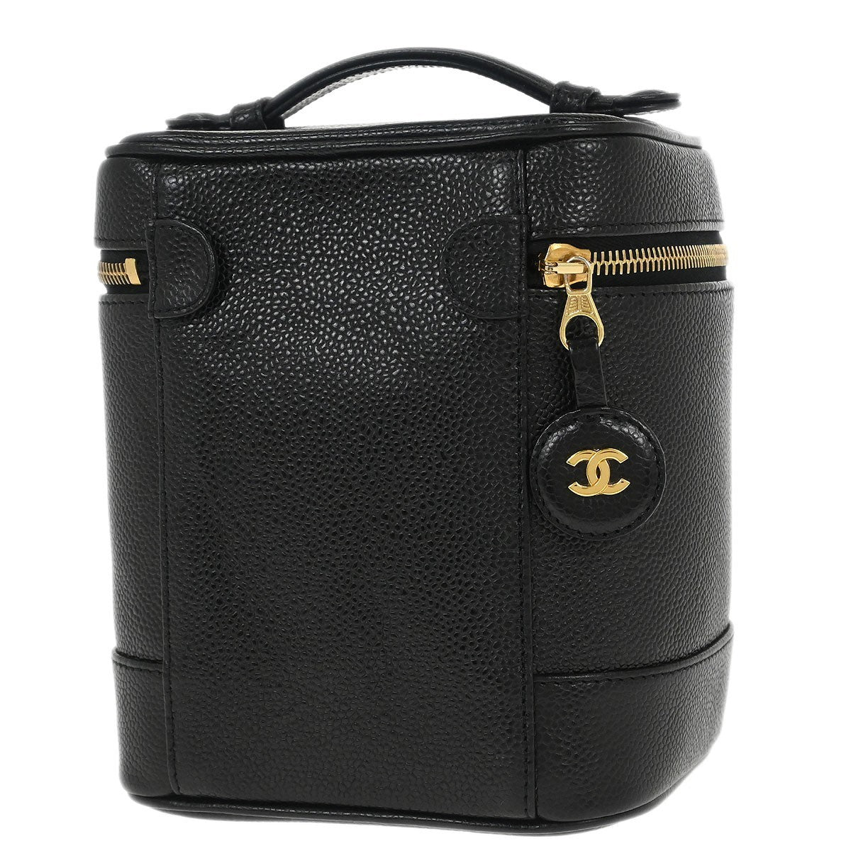 Chanel Vintage Timeless Cosmetic Case Caviar, BLACK, LEATHER, Clutche & pouche