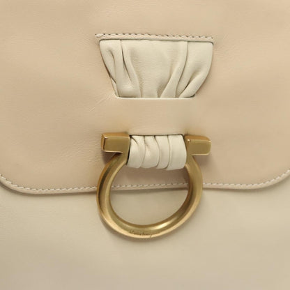 Salvatore Ferragamo Gancini Shoulder Bag Leather, BEIGE, LEATHER, Shoulder bag