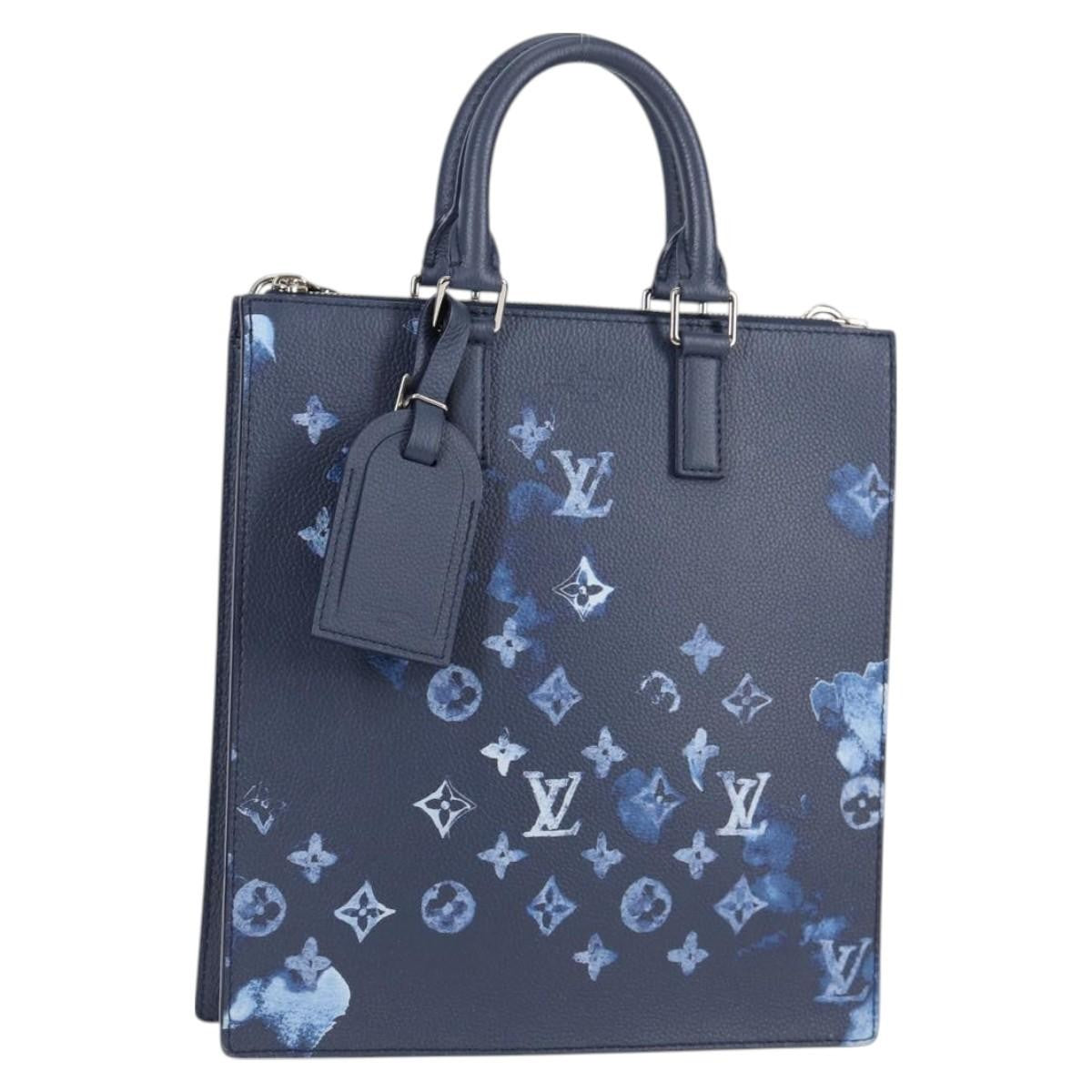Louis Vuitton Sac Plat Zipped Bag Limited Edition Monogram Ink Watercolor Leather, BLUE, CANVAS, Tote bag