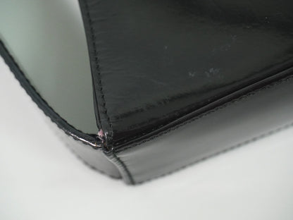 Salvatore Ferragamo Gancini Shoulder Bag Leather, BLACK, PATENT_LEATHER, Shoulder bag