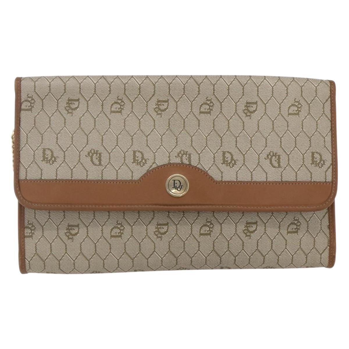 Christian Dior Vintage Honeycomb chain Canvas, BEIGE, CANVAS, Shoulder bag