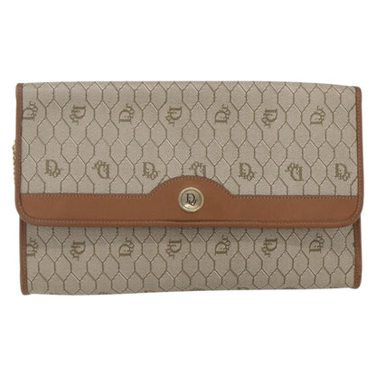 Christian Dior Vintage Honeycomb chain Canvas, BEIGE, CANVAS, Shoulder bag