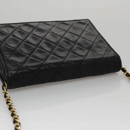 Chanel Vintage Full Flap Shoulder Bag Leather, BLACK, LEATHER, Shoulder bag