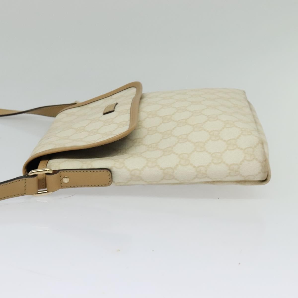 Gucci Flap Messenger GG Coated Canvas, WHITE, PVC, Shoulder bag