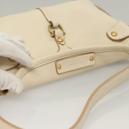 Salvatore Ferragamo Gancini handbag Leather, WHITE, LEATHER, Handbag