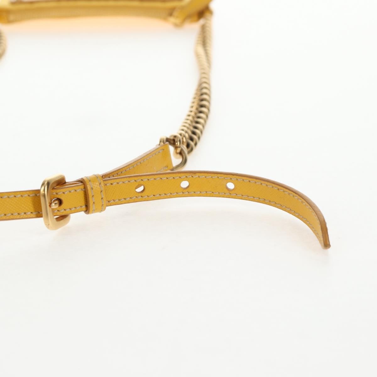 Prada Logo Chain Crossbody Bag Tessuto and Saffiano Leather, YELLOW, NYLON, Clutche & pouche