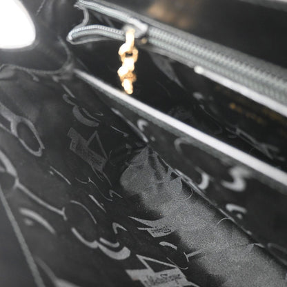 Salvatore Ferragamo Gancini handbag Leather, BLACK, LEATHER, Handbag