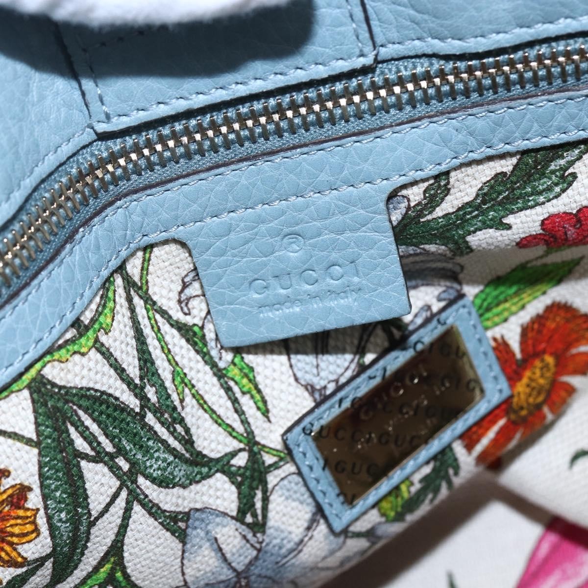 Gucci Bamboo Shopper Tote Leather, BLUE, LEATHER, Handbag