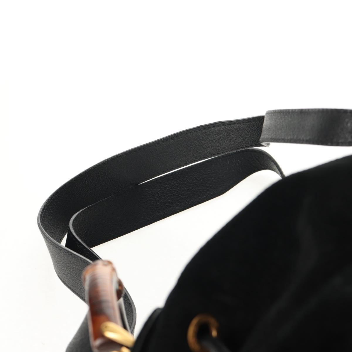 Gucci Vintage Bamboo Backpack Suede, BLACK, SUEDE, Backpack