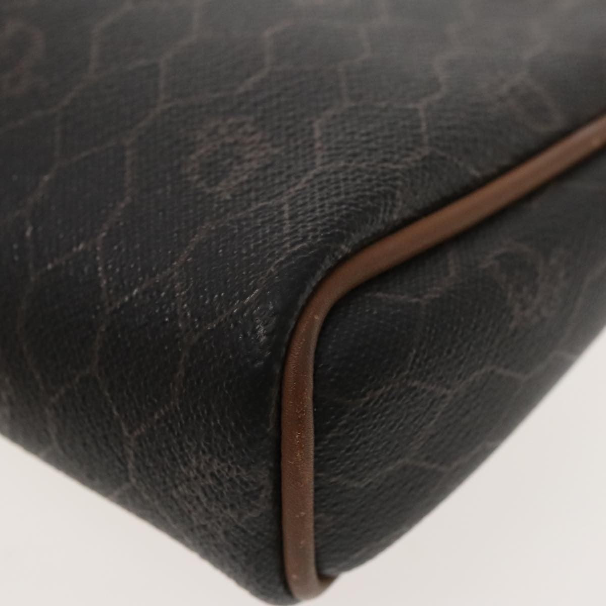 Christian Dior Vintage Honeycomb Zip Pouch Coated Canvas, BLACK, PVC, Clutche & pouche