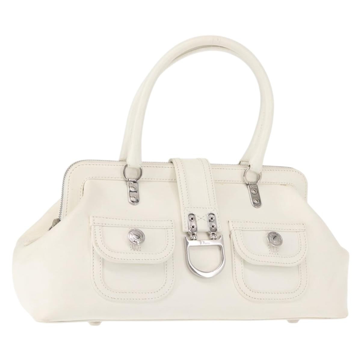 Christian Dior Vintage Handbag Leather, WHITE, LEATHER, Handbag