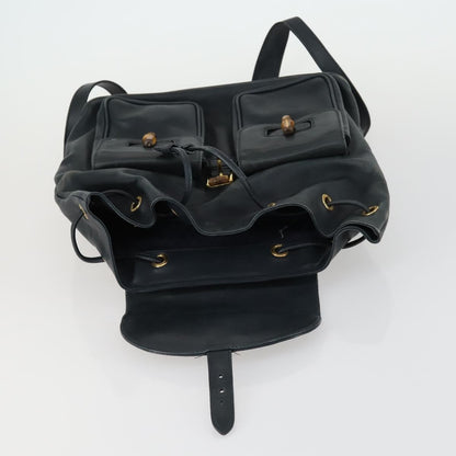 Gucci Vintage Bamboo Backpack Leather, BLACK, LEATHER, Backpack