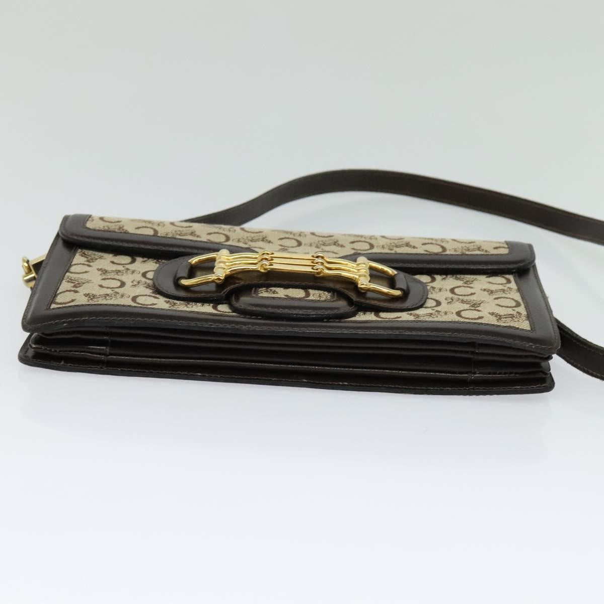 Celine C Sulky Shoulder bag Canvas and Leather, BROWN, CANVAS, Shoulder bag