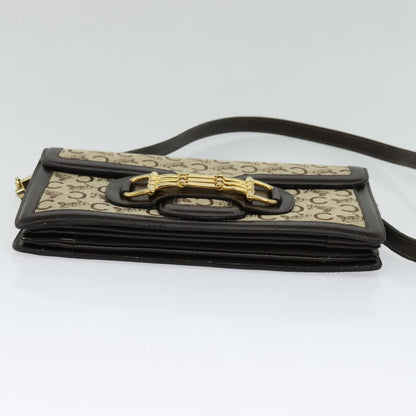 Celine C Sulky Shoulder bag Canvas and Leather, BROWN, CANVAS, Shoulder bag