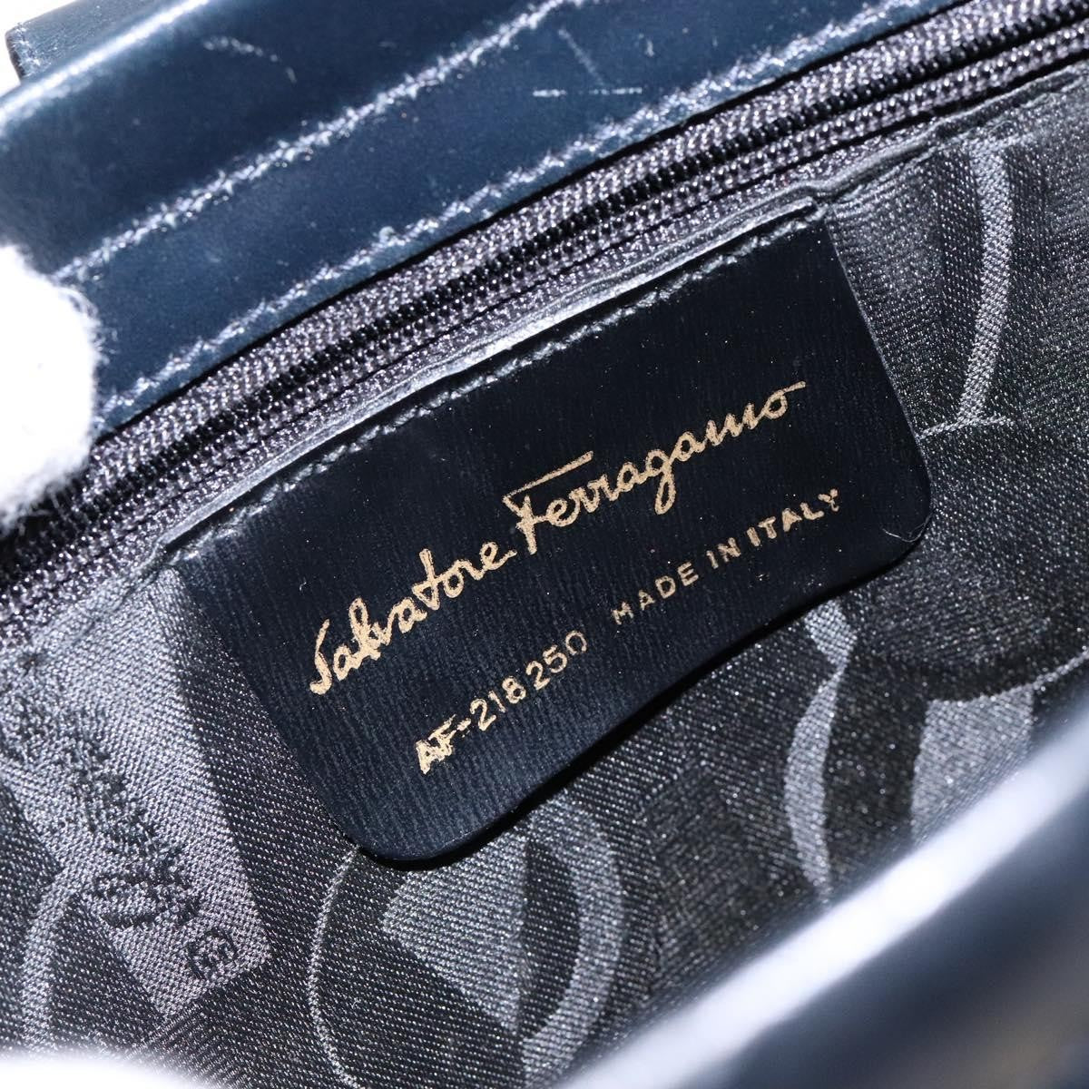 Salvatore Ferragamo Vala Shoulder Bag Leather, NAVY, LEATHER, Shoulder bag