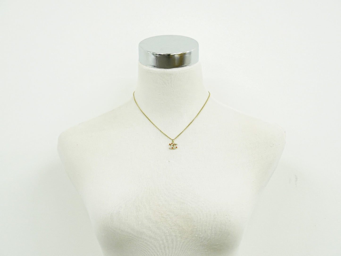 Chanel Rainbow CC Pendant Necklace Metal and Crystals, GOLD, GOLD_PLATED, Necklace