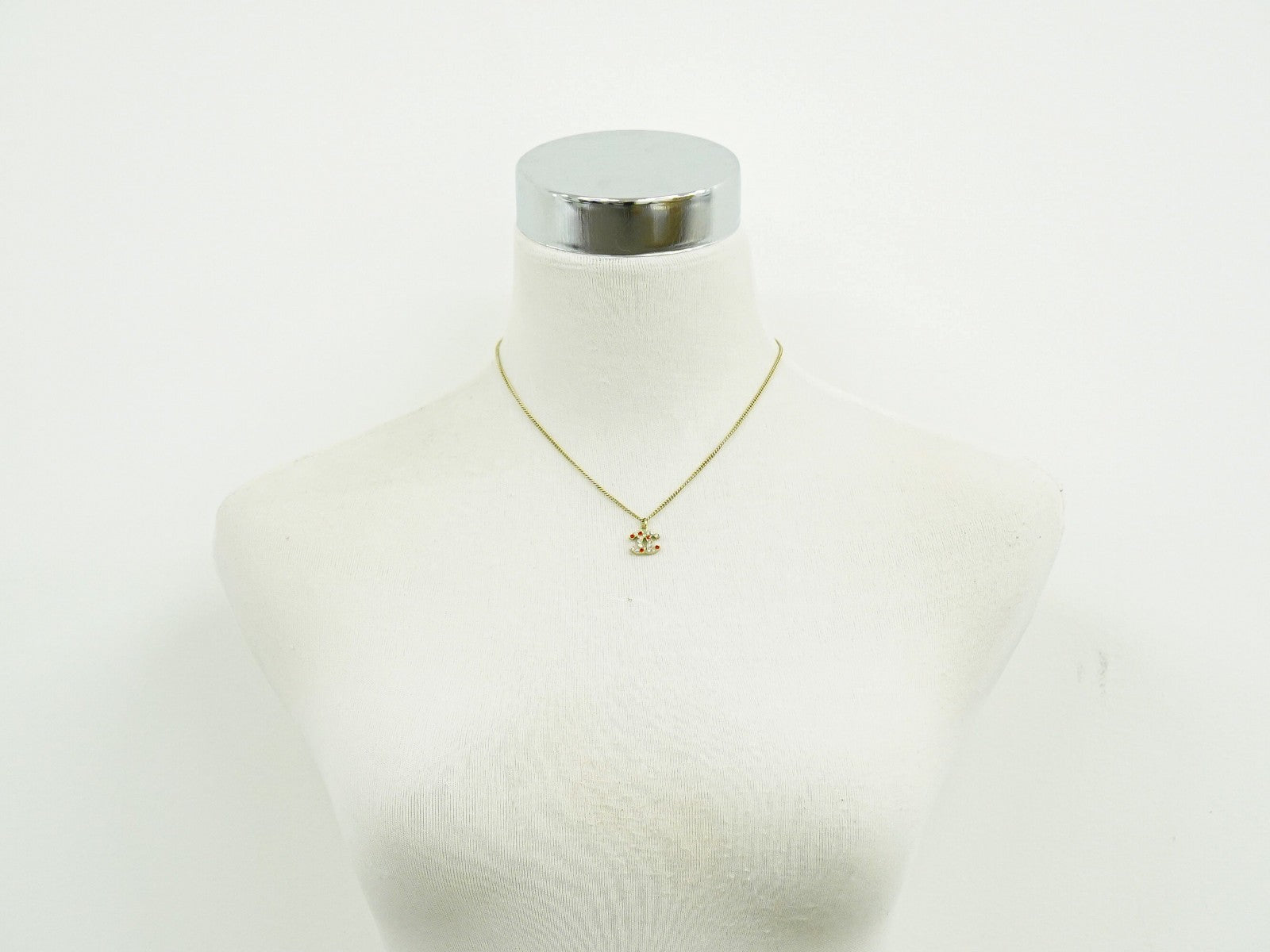 Chanel Rainbow CC Pendant Necklace Metal and Crystals, GOLD, GOLD_PLATED, Necklace