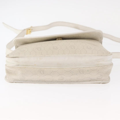 Christian Dior Vintage Honeycomb Flap Crossbody Bag Canvas and Leather, WHITE, CANVAS, Shoulder bag