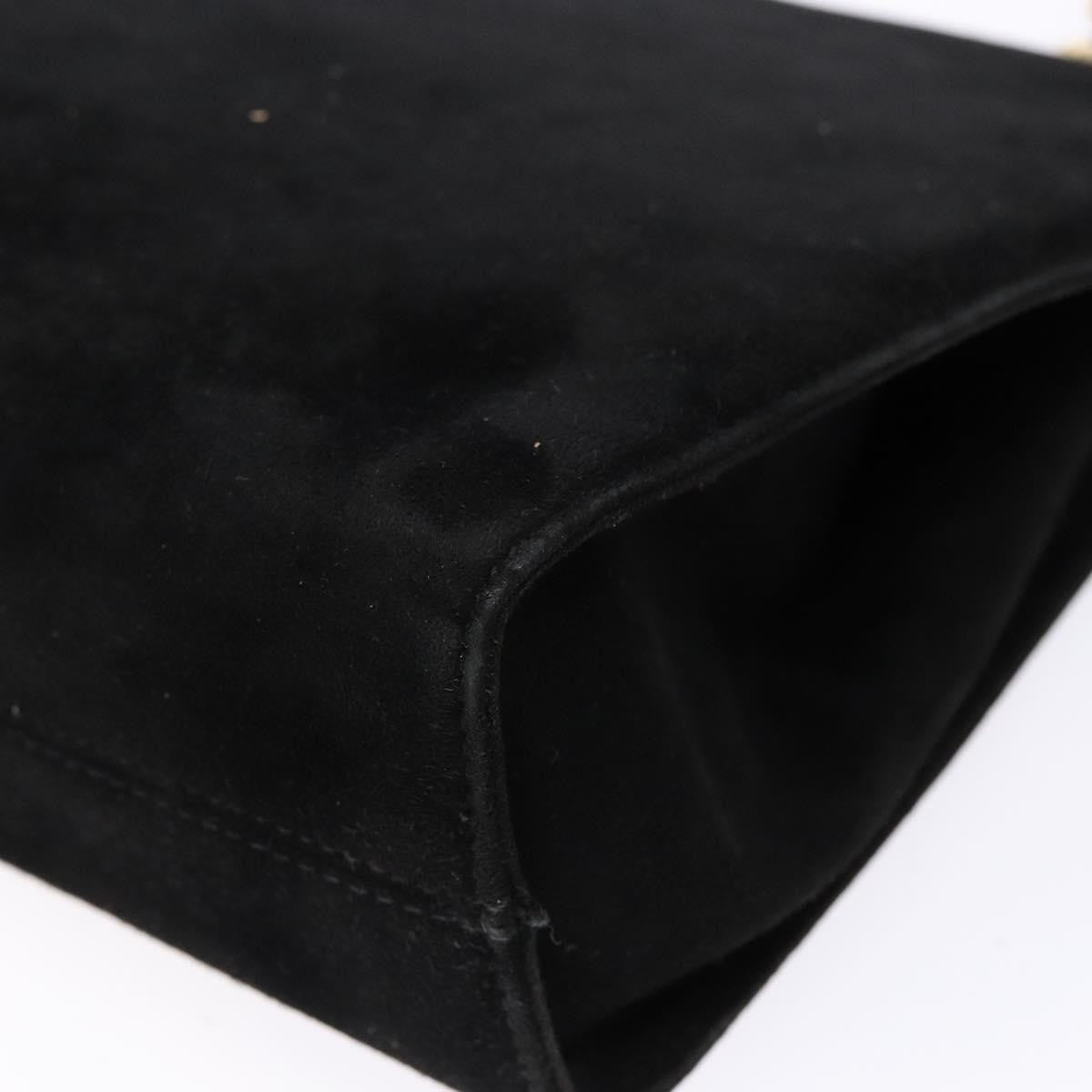 Salvatore Ferragamo Gancini Chain Shoulder Bag Suede, BLACK, SUEDE, Shoulder bag