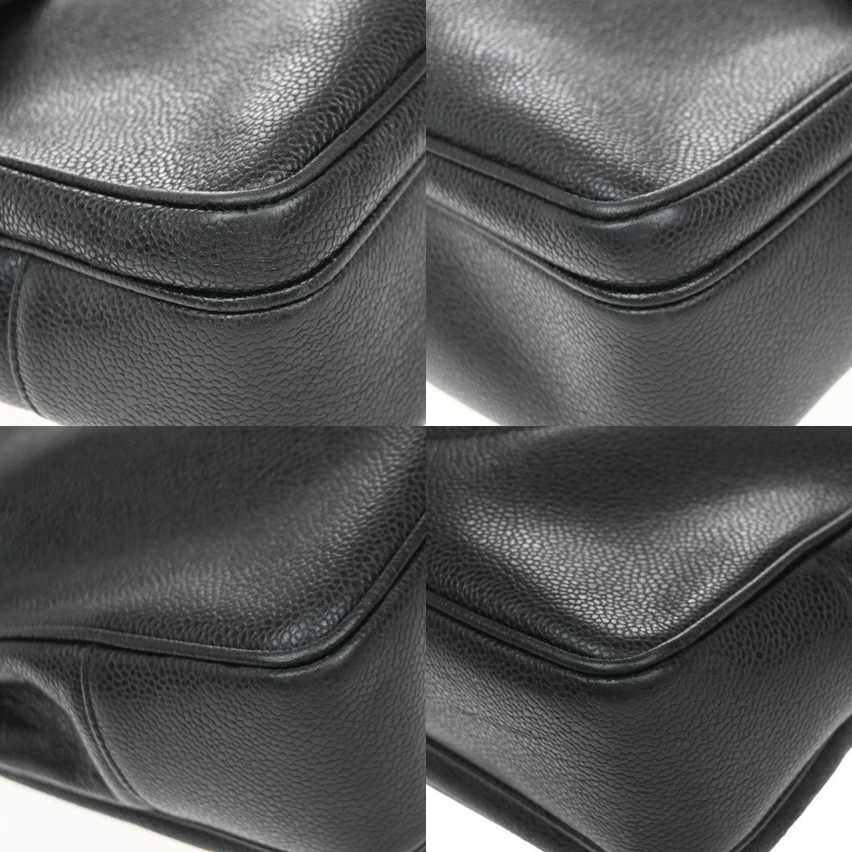 Chanel Vintage Front Pocket Shoulder Bag Leather, BLACK, CALFSKIN, Shoulder bag