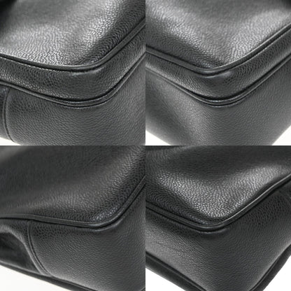 Chanel Vintage Front Pocket Shoulder Bag Leather, BLACK, CALFSKIN, Shoulder bag