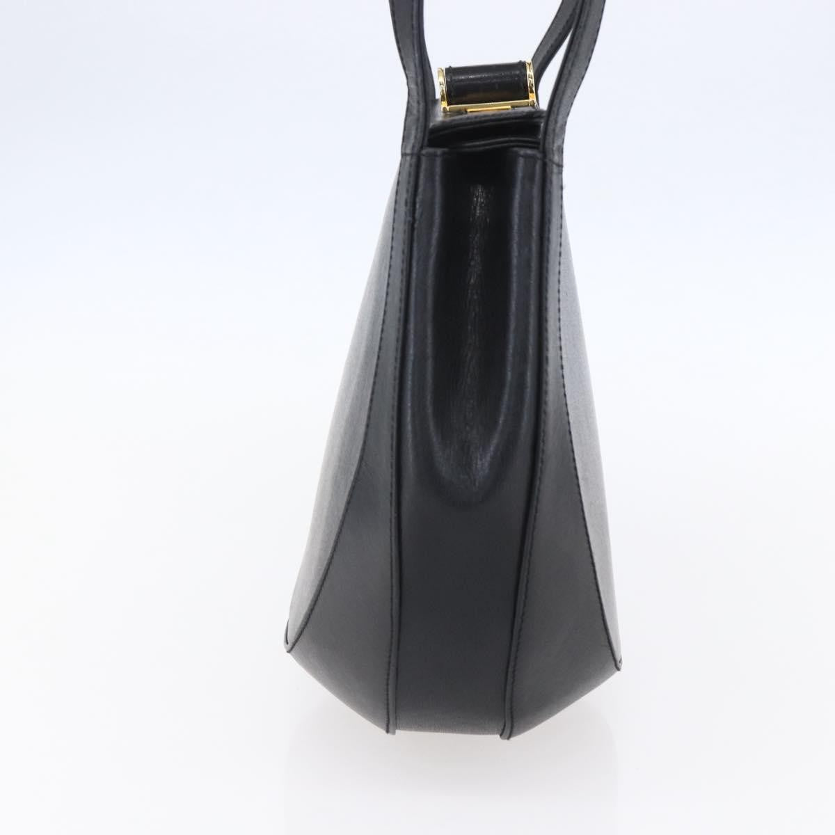 Salvatore Ferragamo Gancini Shoulder Bag Leather, BLACK, LEATHER, Shoulder bag