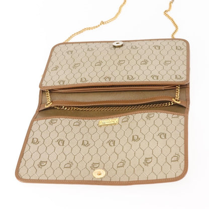 Christian Dior Vintage Honeycomb chain Canvas, BEIGE, CANVAS, Shoulder bag
