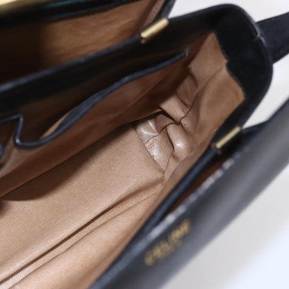 Celine Vintage Shoulder Bag Leather, BLACK, LEATHER, Shoulder bag