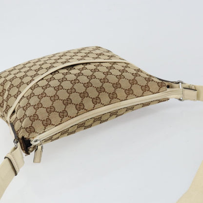 Gucci Zip Messenger GG Canvas with Perforated Leather, BEIGE, CANVAS, Shoulder bag