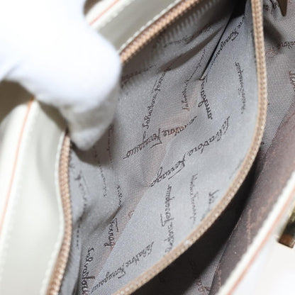 Salvatore Ferragamo Gancini handbag Leather, BEIGE, LEATHER, Handbag