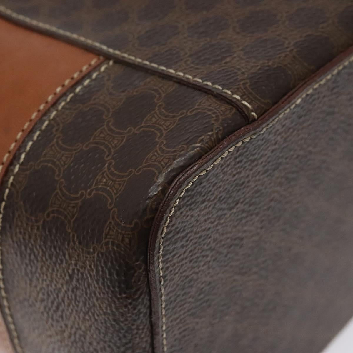 Celine Vintage Double Zip Vanity Case Macadam Coated Canvas, BROWN, CANVAS, Toiletry Case