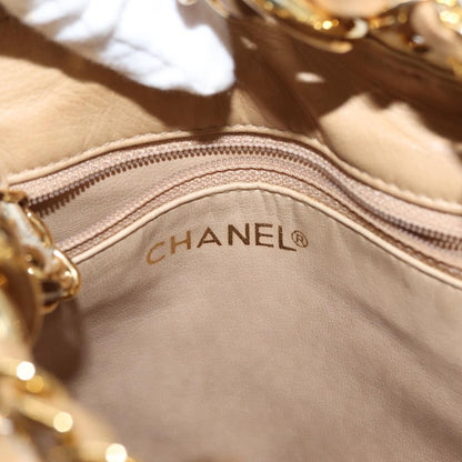 Chanel Vintage Drawstring Chain Bucket Bag Quilted Canvas, BEIGE, CANVAS, Shoulder bag