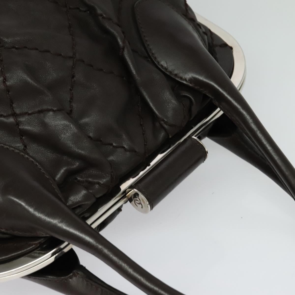 Chanel Expandable Zip Around Frame Bag Quilted Leather, BROWN, LEATHER, Handbag