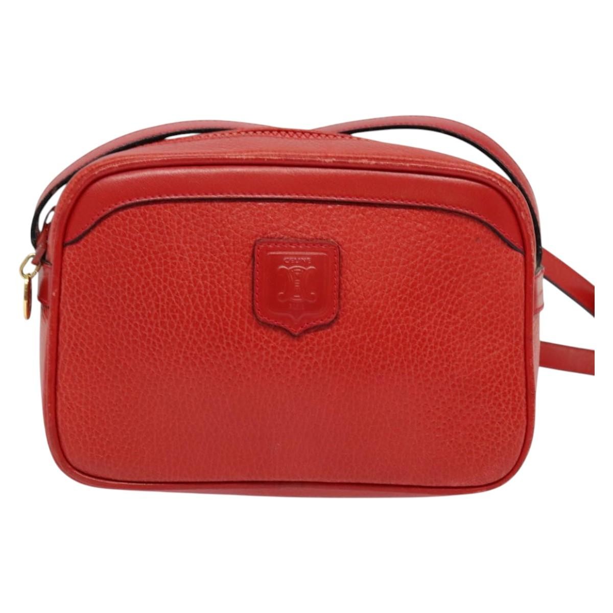 Celine Shoulder Bag Leather, RED, LEATHER, Shoulder bag