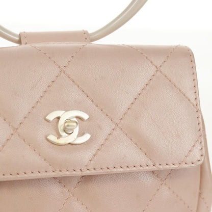 Chanel Ring Flap Bag Quilted Leather, PINK, LEATHER, Clutche & pouche