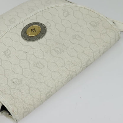 Christian Dior Vintage Honeycomb Flap Crossbody Bag Coated Canvas, WHITE, CANVAS, Crossbody bag