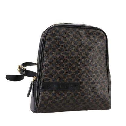 Celine Vintage Macadam Backpack Canvas and Leather, BLACK, CANVAS, Backpack