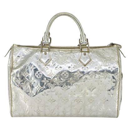 Louis Vuitton Speedy Handbag Monogram Vernis, SILVER, PATENT_LEATHER, Handbag
