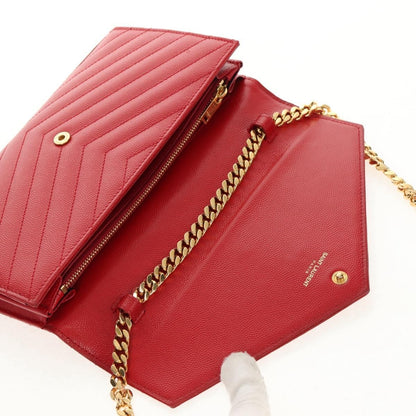 Saint Laurent Cassandra Wallet on Strap leather, RED, LEATHER, Shoulder bag