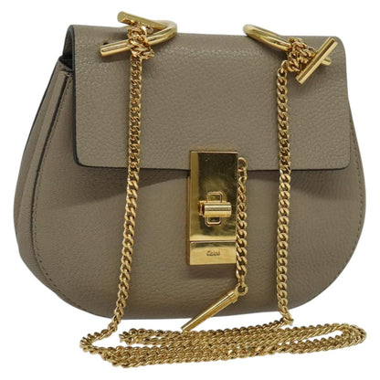 Chloe Drew Crossbody Bag Leather, GRAY, LEATHER, Shoulder bag