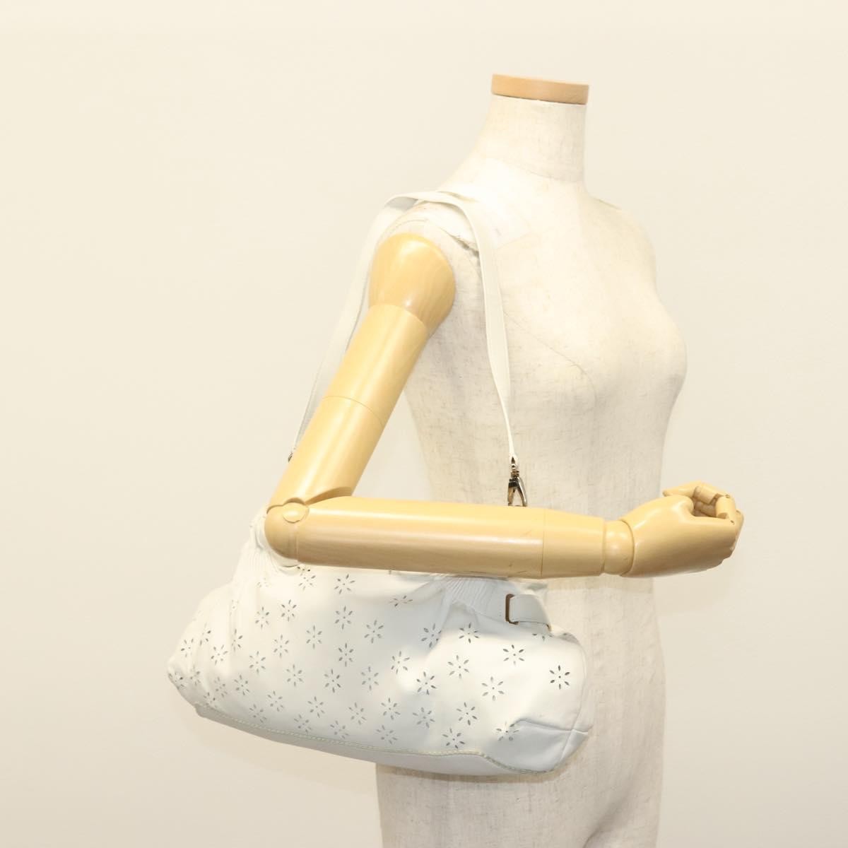 Salvatore Ferragamo Gancini handbag Leather, WHITE, LEATHER, Handbag