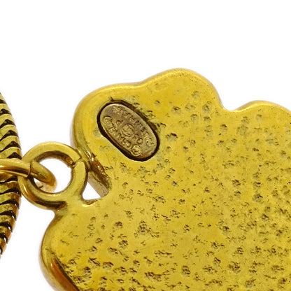 Chanel Vintage CC Clover Pendant Necklace Resin, GOLD, METAL, Necklace