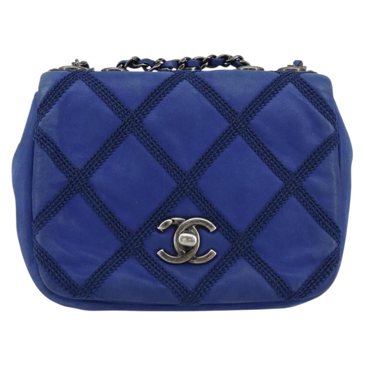 Chanel Diamond Stitch Chain Flap Bag Quilted Iridescent Calfskin, BLUE, LEATHER, Shoulder bag