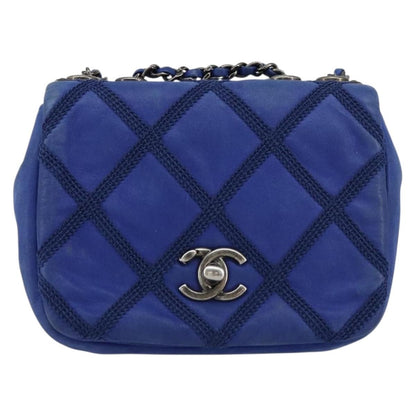 Chanel Diamond Stitch Chain Flap Bag Quilted Iridescent Calfskin, BLUE, LEATHER, Shoulder bag