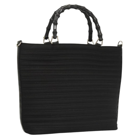 Gucci Vintage Bamboo Handle Bag Nylon, Black, Nylon, Handbag