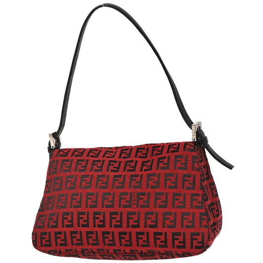 Fendi Mamma Baguette Zucca canvas, RED, CANVAS, Handbag