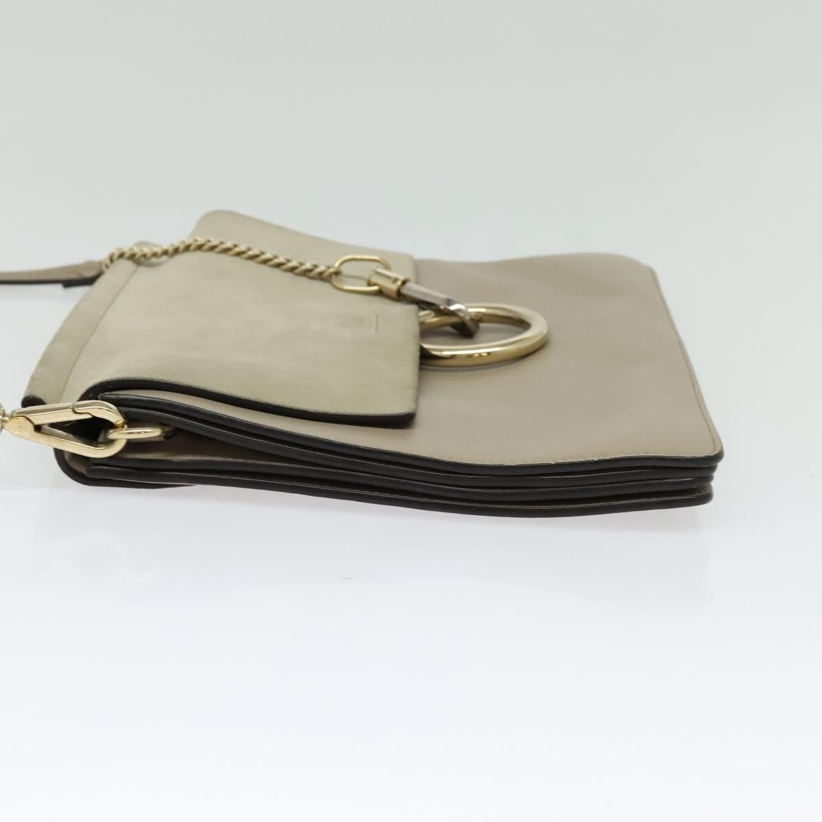 Chloe Faye Shoulder Bag Leather and Suede, BEIGE, SUEDE, Shoulder bag