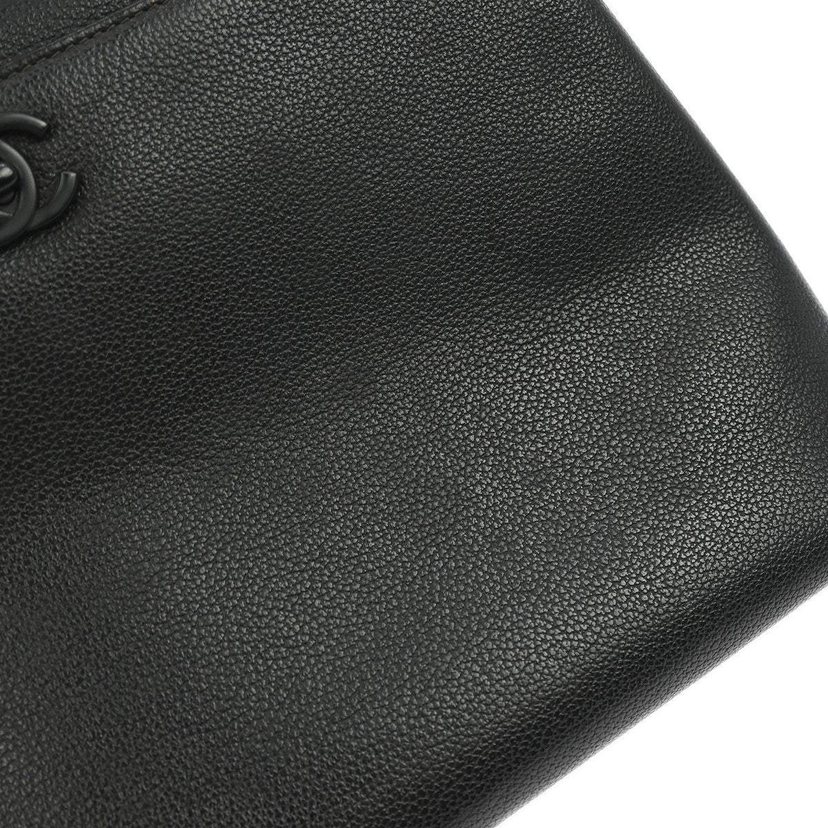 Chanel Vintage CC Lock Tote Leather, BLACK, LEATHER, Tote bag